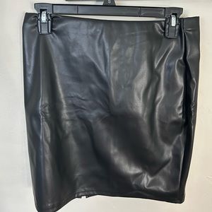 High Waisted Black Pencil Faux Leather Skirt